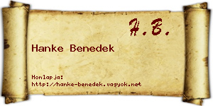 Hanke Benedek névjegykártya